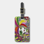 Psychedelic Mardi Gras Feather Mask Bagagelabel (Voorkant verticaal)