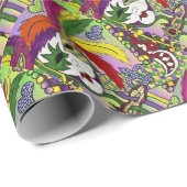 Psychedelic Mardi Gras Feather Mask Cadeaupapier (Rol Hoek)