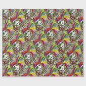 Psychedelic Mardi Gras Feather Mask Cadeaupapier (Vlak)