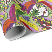 Psychedelic Mardi Gras Feather Mask Cadeaupapier (Rol Hoek)