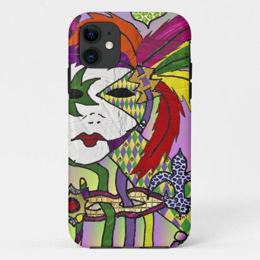 Psychedelic Mardi Gras Feather Mask Case-Mate iPhone Case (Achterkant)