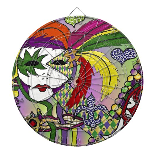 Psychedelic Mardi Gras Feather Mask Dartbord (Voorkant)