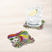 Psychedelic Mardi Gras Feather Mask Kartonnen Onderzetters (Insitu)