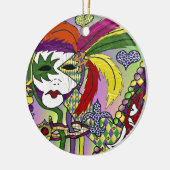 Psychedelic Mardi Gras Feather Mask Keramisch Ornament (Links)