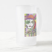 Psychedelic Mardi Gras Feather Mask Matglas Bierpul (Voorkant rechts)