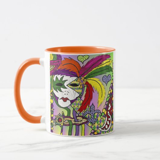 Psychedelic Mardi Gras Feather Mask Mok (Links)