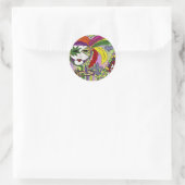 Psychedelic Mardi Gras Feather Mask Ronde Sticker (Tas)