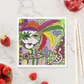 Psychedelic Mardi Gras Feather Mask Servetten (Insitu)