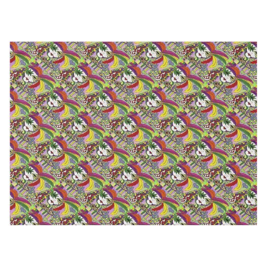 Psychedelic Mardi Gras Feather Mask Tafelkleed (Voorkant (Horizontaal))