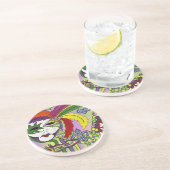 Psychedelic Mardi Gras Feather Mask Zandsteen Onderzetter (Zijkant)