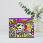 Psychedelic Mardi Gras Feathermaskers Gifts Appare Briefkaart (Staand voorkant)