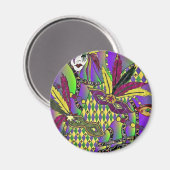 Psychedelic Mardi Gras Feathermaskers Gifts Appare Magneet (Voorkant / Achterkant)