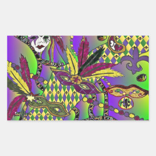 Psychedelic Mardi Gras Feathermaskers Gifts Appare Rechthoekige Sticker