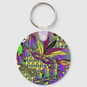 Psychedelic Mardi Gras Feathermaskers Gifts Appare Sleutelhanger