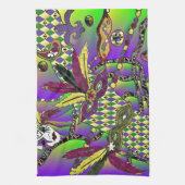 Psychedelic Mardi Gras Feathermaskers Theedoek (Verticaal)