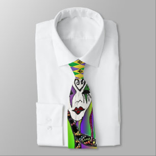 Psychedelic Mardi Gras Mask Art Print Stropdas