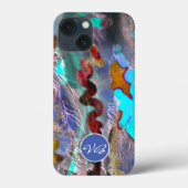 Psychedelic mint red monogram Case-Mate iPhone case (Achterkant)