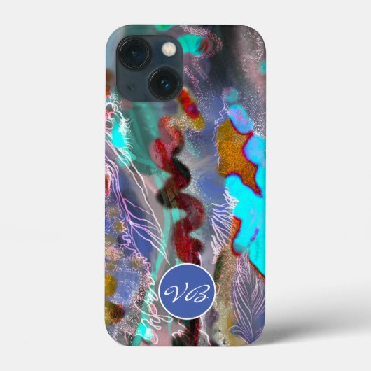 Psychedelic mint red monogram Case-Mate iPhone case (Achterkant)