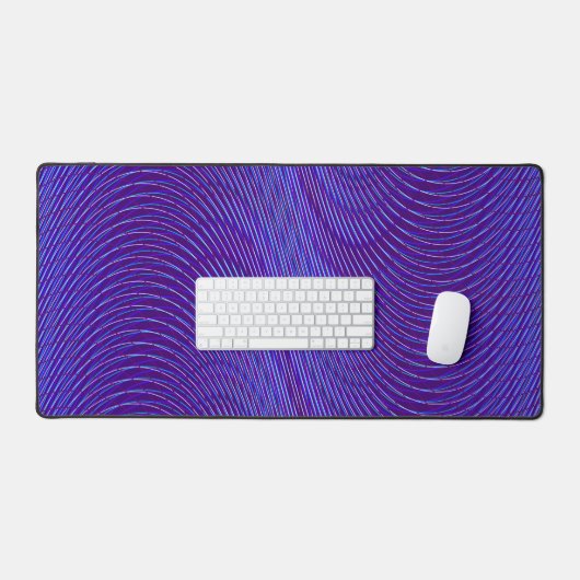 Psychedelic Moiré Effect Abstract Blauw en Paars Bureaumat (Keyboard & Muis)