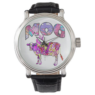 Psychedelic Moo Cow Horloge
