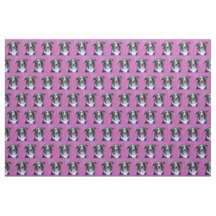 Psychedelic Moon Dog Border Collie Fabric Stof