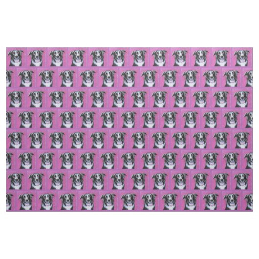 Psychedelic Moon Dog Border Collie Fabric Stof (Yard (91,4 cm))