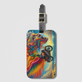 Psychedelic Motorcycle Dreamscape Bagagelabel (Voorkant (verticaal))