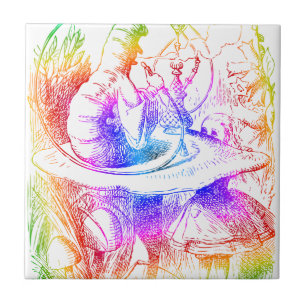 Psychedelic Mushroom Alice's Adventures Wonderland Tegeltje