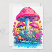 Psychedelic Mushroom Forest Print Verjaardagsfeest Kaart (Achterkant)
