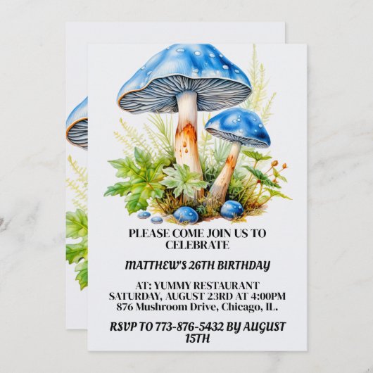 Psychedelic Mushroom Forest Print Verjaardagsfeest Kaart (Voorkant / Achterkant)
