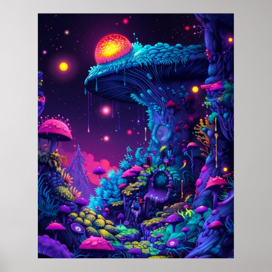 Psychedelic Mushroom House Poster (Voorkant)