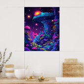 Psychedelic Mushroom House Poster (Keuken)