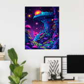 Psychedelic Mushroom House Poster (Thuiskantoor)