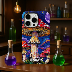 Psychedelic Mushroom Night iPhone 16 Pro Hoesje