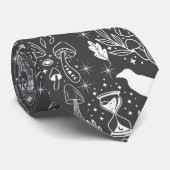 Psychedelic Mushroom Pattern 2D.BW.b D Grey BG Stropdas (Opgerold)