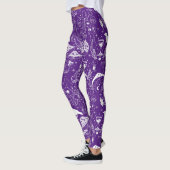 Psychedelic Mushroom Pattern 2D.BW.b Paarse BG Leggings (Links)