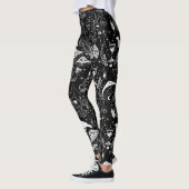 Psychedelic Mushroom Pattern 2D.BW.b Zwart BG Leggings (Links)