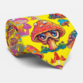 Psychedelic Mushroom Pattern 3D B.B Yellow BG Stropdas (Opgerold)
