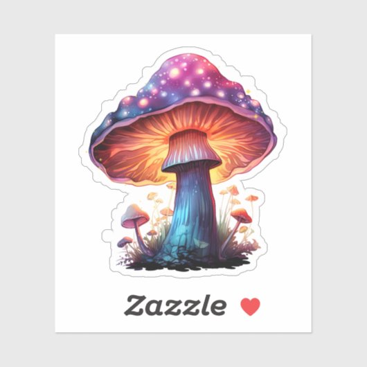 Psychedelic Mushroom Waterverf Rainbow Artwork Sticker (Vel)