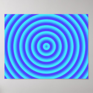 Psychedelic Neon Blue Circles Poster
