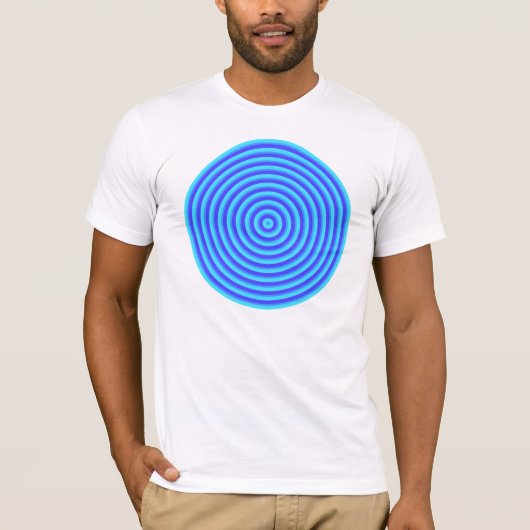 Psychedelic Neon Blue Circles T-shirt (Voorkant)