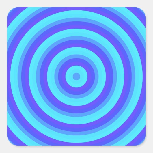 Psychedelic Neon Blue Circles Vierkante Sticker (Voorkant)