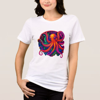 Psychedelic Neon Deep Sea Kraken Octopus T-Shirt