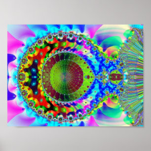 Psychedelic Neon Fractal Poster