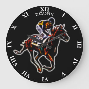 Psychedelic Neon Ggloing Fractal Racing Horse Grote Klok
