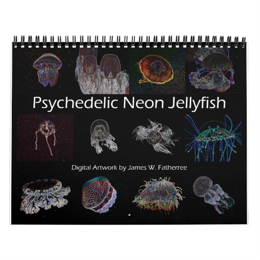 Psychedelic Neon Jellyfish Wall Agenda Kalender (Hoes)