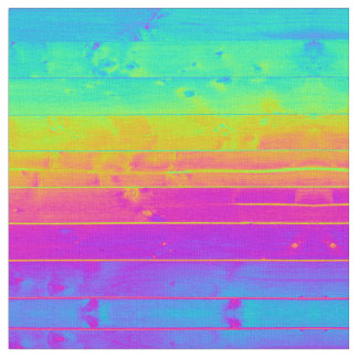 Psychedelic Neon Rainbow Faux Bois Wood Boards Stof