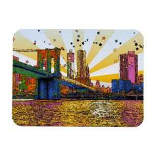 Psychedelic New York City: Brooklyn Bridge, WTC #1 Magneet