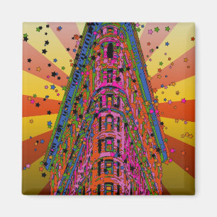 Psychedelic NYC - Bovenkant van het Flatiron-gebou Magneet