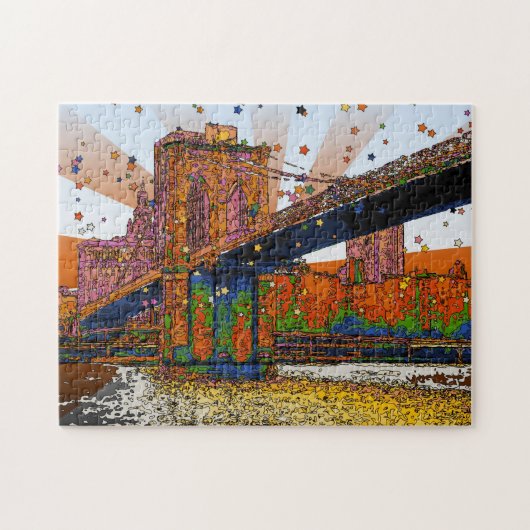 Psychedelic NYC: Brooklyn Bridge #1 Legpuzzel (Horizontaal)